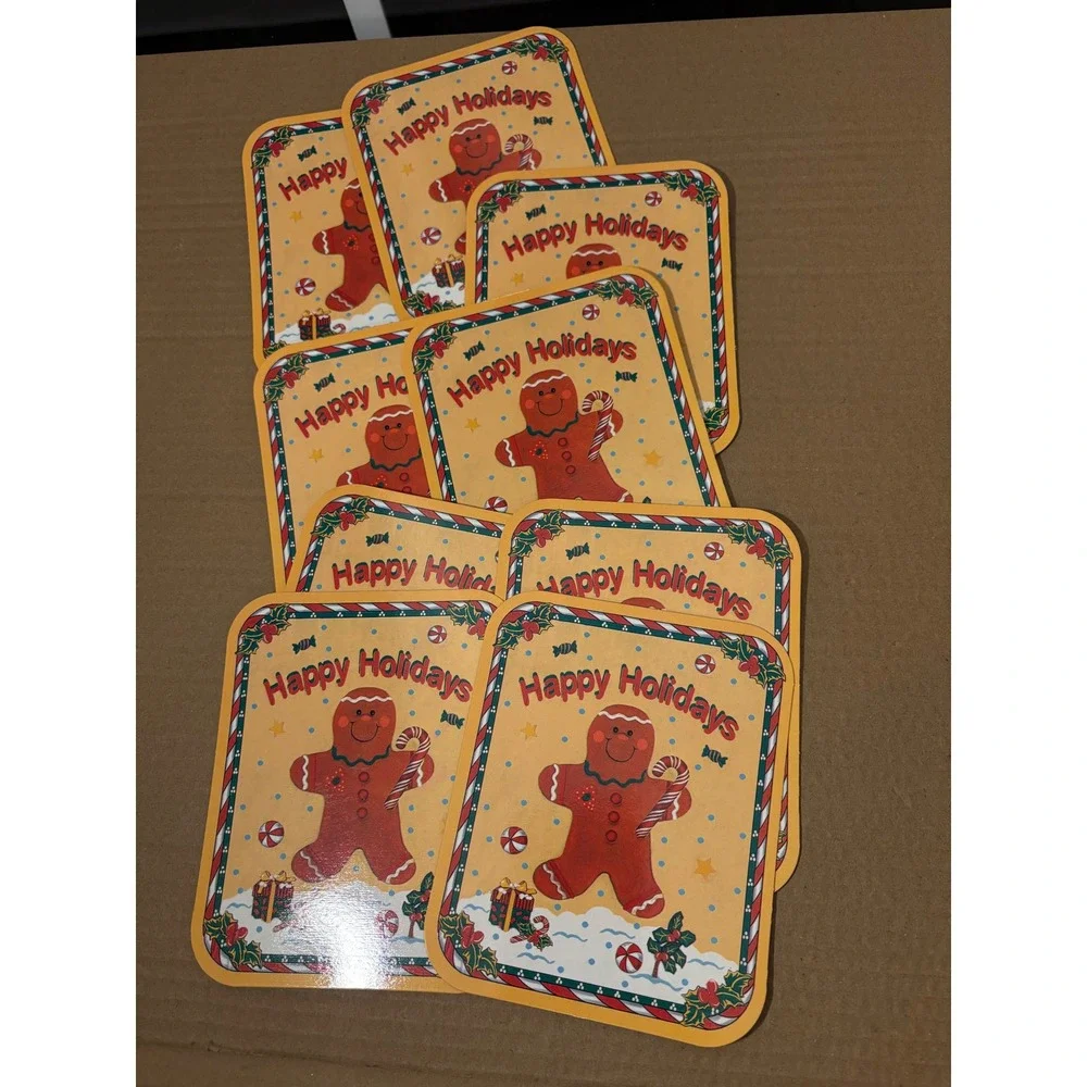 Happy Holidays‎ Gingerbread Man 9 Container Tops 4.5x5.5 Foil Underside
